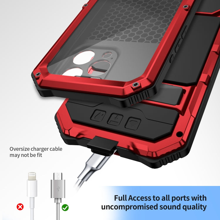 For iPhone 15 Pro Max R-JUST Life Waterproof Dustproof Shockproof Holder Phone Case(Red)
