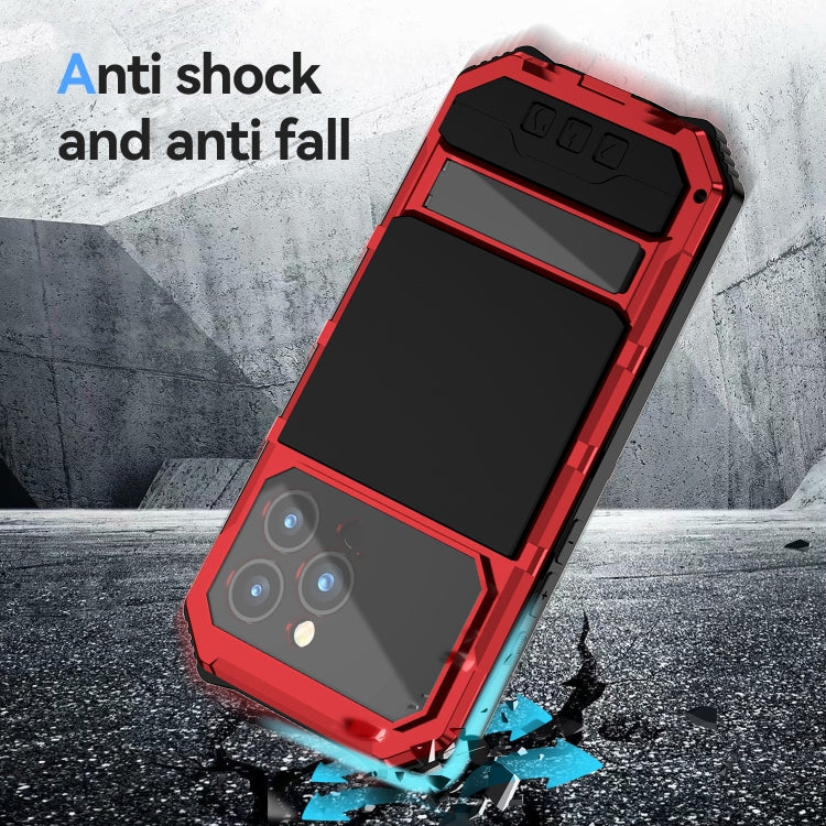 For iPhone 15 Pro Max R-JUST Life Waterproof Dustproof Shockproof Holder Phone Case(Red)
