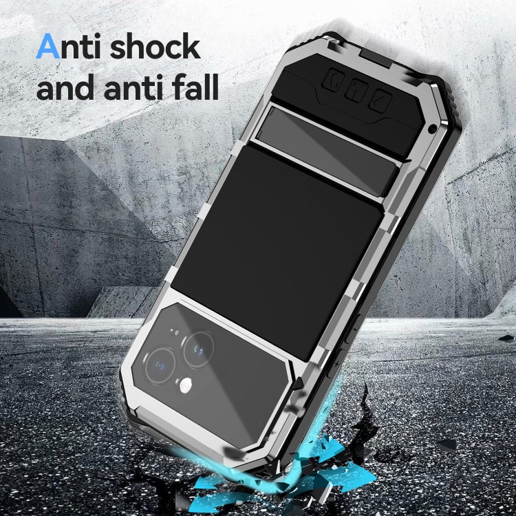For iPhone 15 Plus R-JUST Life Waterproof Dustproof Shockproof Holder Phone Case(Silver)