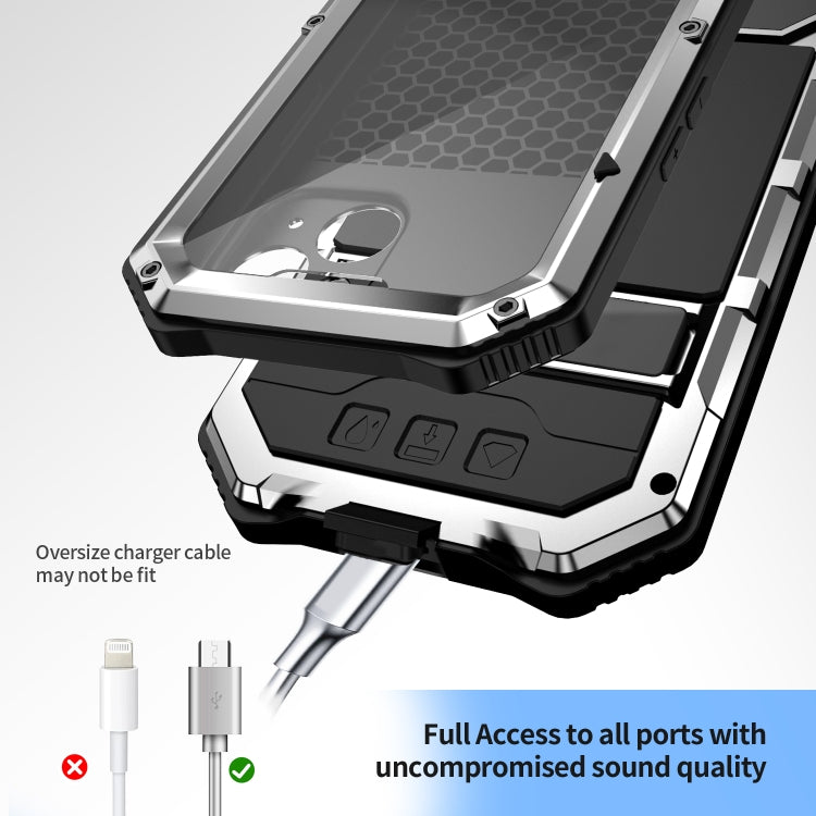 For iPhone 15 Plus R-JUST Life Waterproof Dustproof Shockproof Holder Phone Case(Silver)