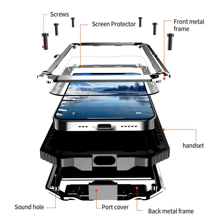 For iPhone 17e / 16e R-JUST Life Waterproof Dustproof Shockproof Holder Phone Case(Silver)