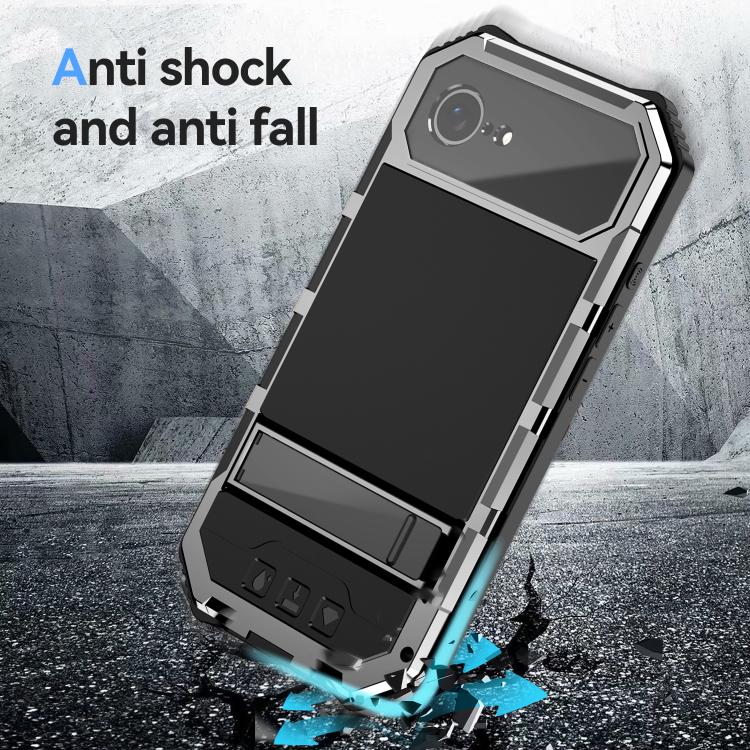 For iPhone 17e / 16e R-JUST Life Waterproof Dustproof Shockproof Holder Phone Case(Silver)