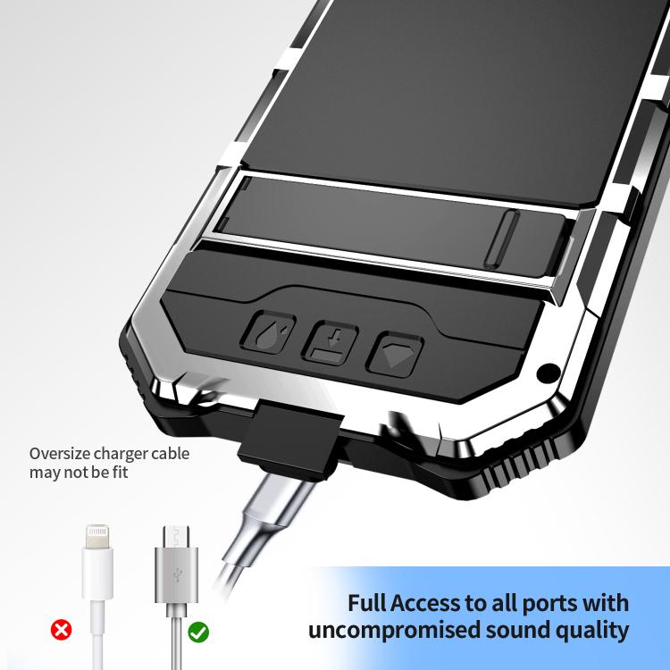 For iPhone 17e / 16e R-JUST Life Waterproof Dustproof Shockproof Holder Phone Case(Silver)