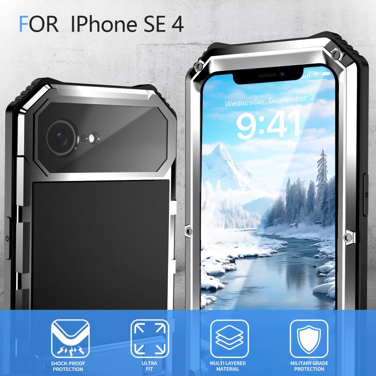 For iPhone 17e / 16e R-JUST Life Waterproof Dustproof Shockproof Holder Phone Case(Silver)