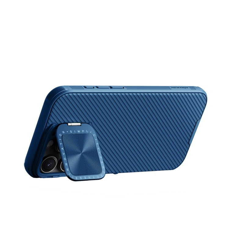 For iPhone 16 Pro Max NILLKIN Black Mirror Prop CD Texture Mirror Phone Case(Blue)