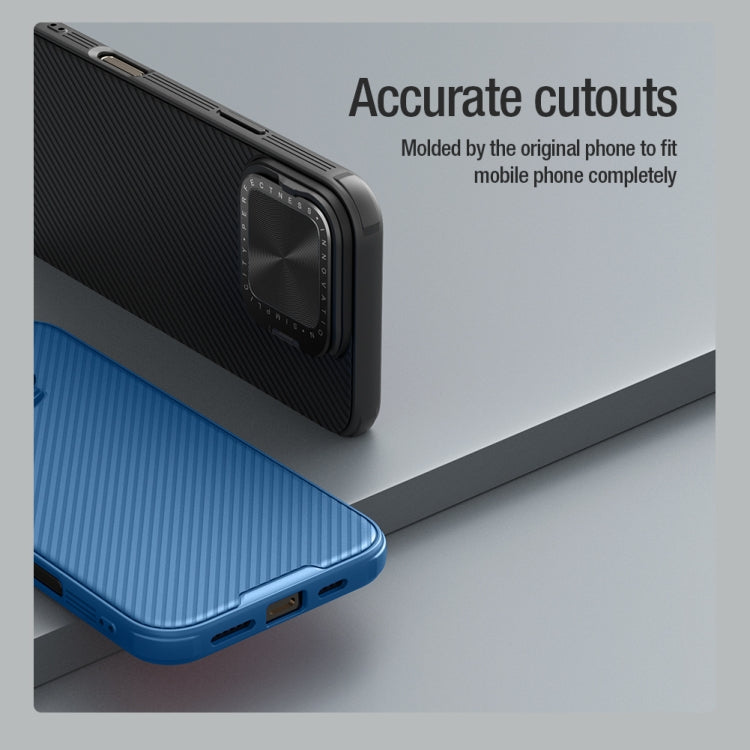 For iPhone 16 Pro NILLKIN Black Mirror Prop CD Texture Mirror Phone Case(Blue)