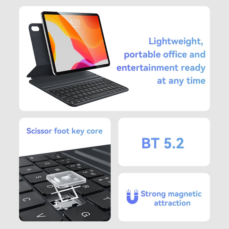 For iPad Pro 11 2022 / Air 10.9 2022 Yesido Dual-sided Clip Magnetic Keyboard Leather Case(Black)