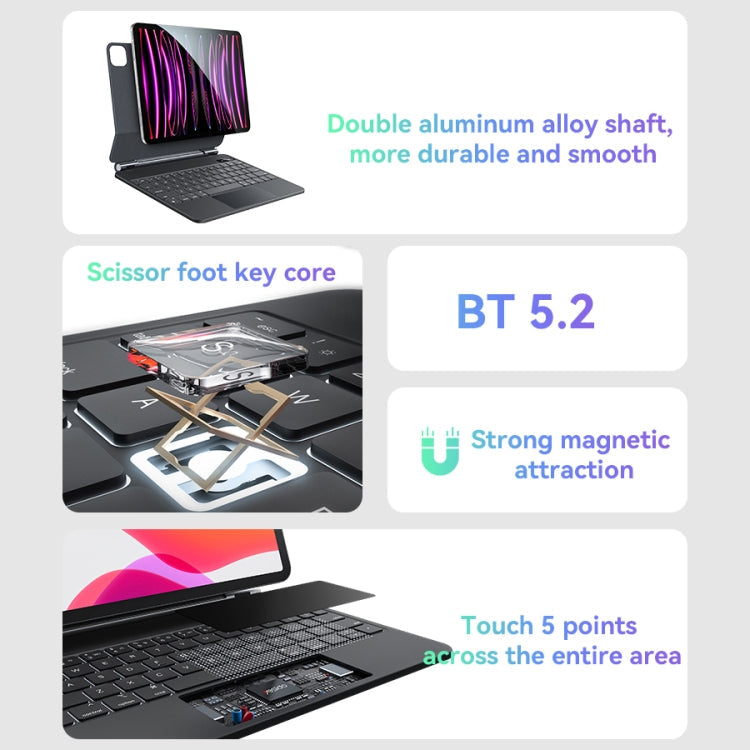 For iPad 10th Gen 10.9 2022 Yesido Dual-sided Clip Digital Display Magnetic Keyboard Leather Case(Black)