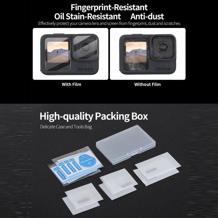For GoPro HERO13 Black Sunnylife 3 in 1 Lens Protector Front and Rear Screen Tempered Glass Films, Quantity:1 + 1 + 1 Sets
