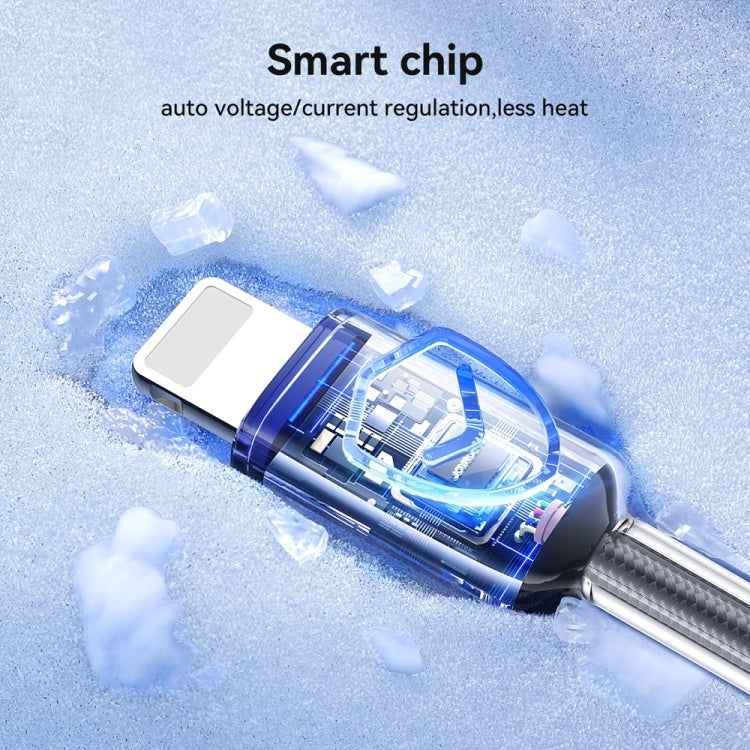 JOYROOM S-A42 Crystal Clear Series Fast Charging Data Cable, Type-C to 8 Pin Cable, Length: 1.2m(Black)