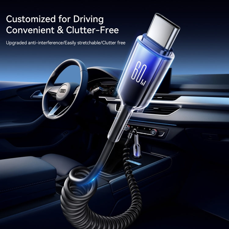 JOYROOM S-A43 60W USB-C / Type-C to USB-C / Type-C Coiled Fast Charging Data Cable, Length:1.5m(Black)