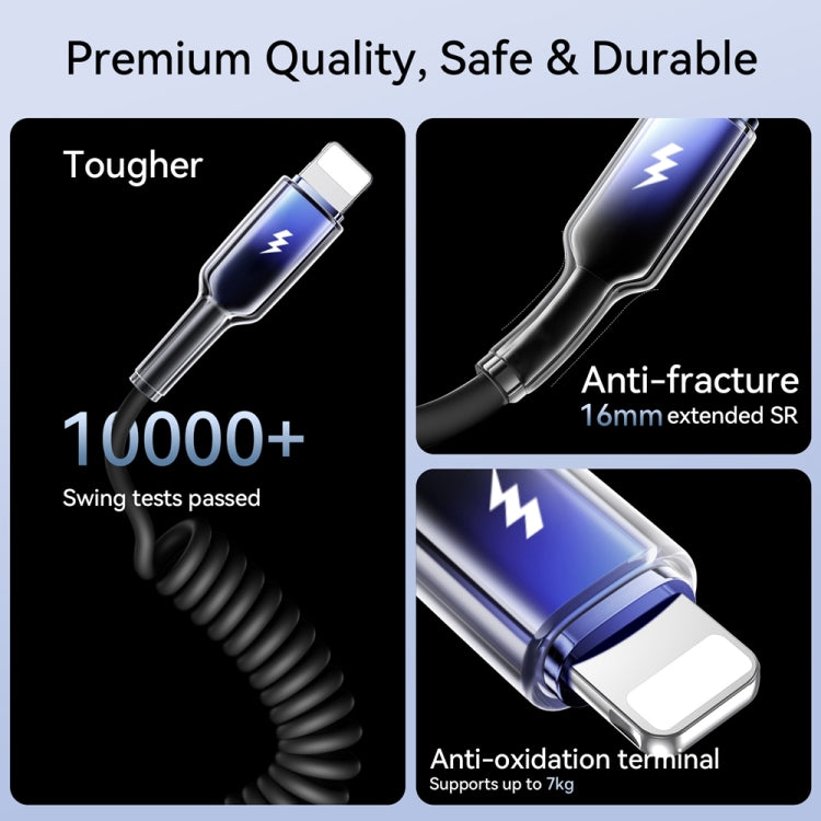 JOYROOM S-A43 3A USB to 8 Pin Coiled Fast Charging Data Cable, Length:1.5m(Black)