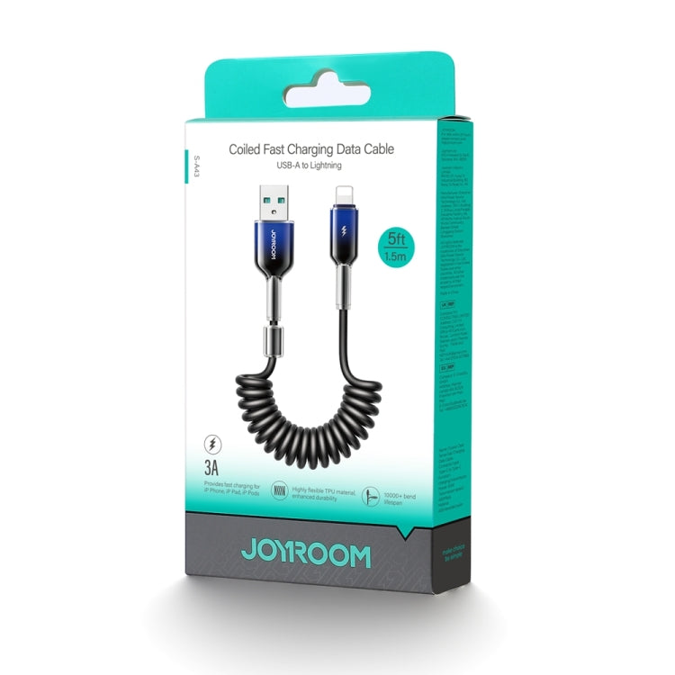 JOYROOM S-A43 3A USB to 8 Pin Coiled Fast Charging Data Cable, Length:1.5m(Black)