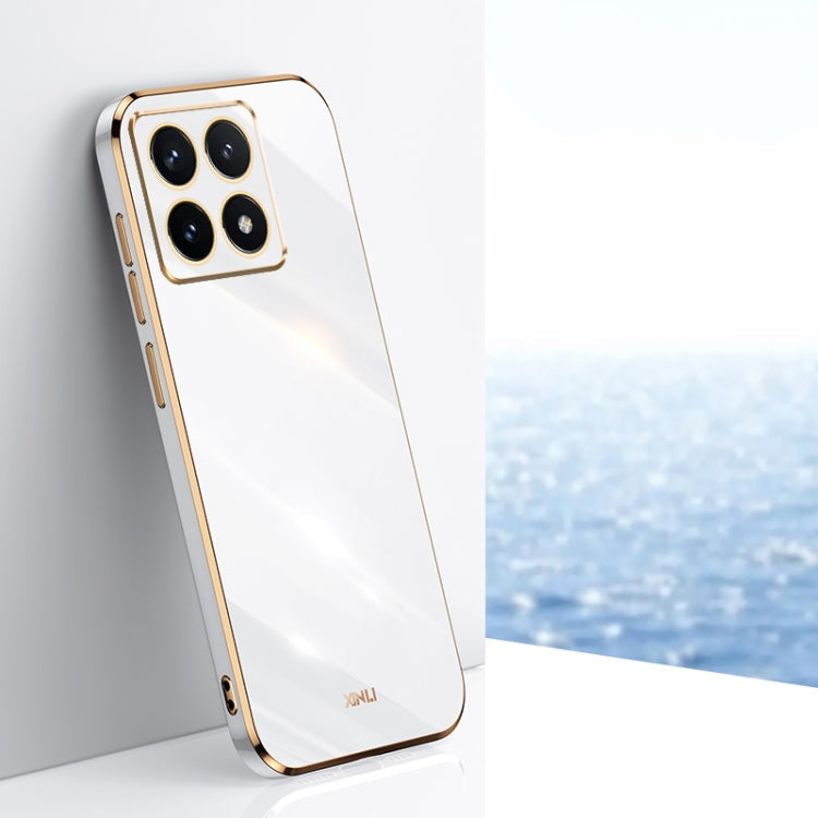 For Xiaomi 14T 5G Global XINLI Straight Edge 6D Electroplate TPU Phone Case(White)
