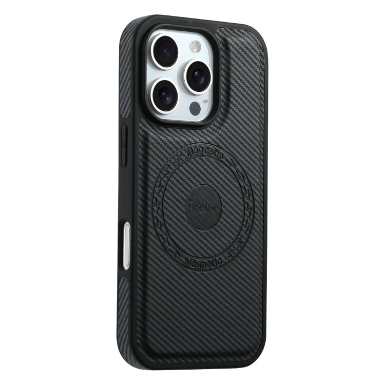 For iPhone 16 Pro Denior Carbon Fiber Texture Leather MagSafe Phone Case(Black)
