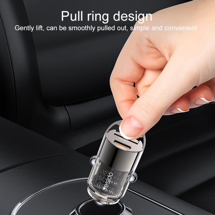 Yesido Y68 PD30W Type-C + QC18W USB Zinc Alloy Mini Car Charger(Metal Grey)
