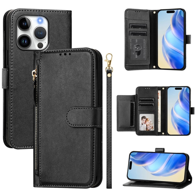 Multi-Card Slots Zipper Wallet Leather Phone Case, For iPhone Air, For iPhone 16 Pro Max, For iPhone 16 Pro, For iPhone 16 Plus