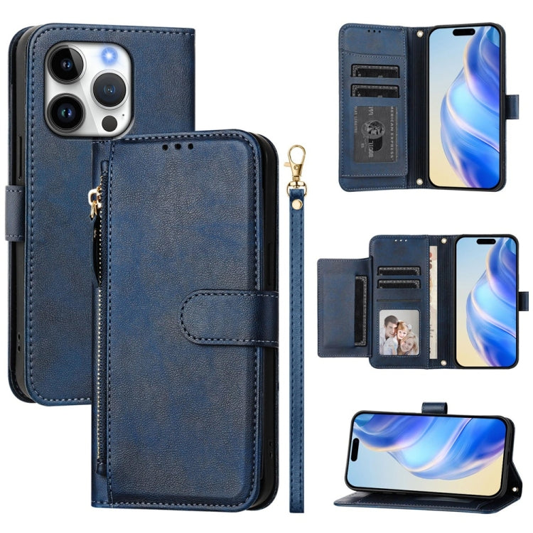 Multi-Card Slots Zipper Wallet Leather Phone Case, For iPhone Air, For iPhone 16 Pro Max, For iPhone 16 Pro, For iPhone 16 Plus