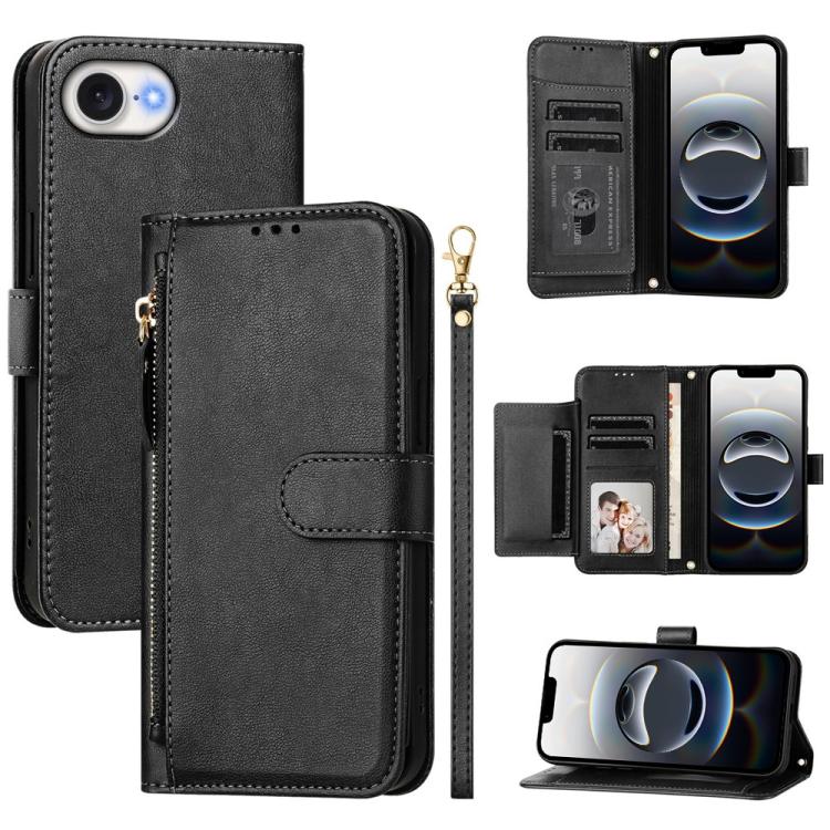 Multi-Card Slots Zipper Wallet Leather Phone Case, For iPhone 17e / 16e, For iPhone 17 Pro Max, For iPhone 17 Pro, For iPhone 17