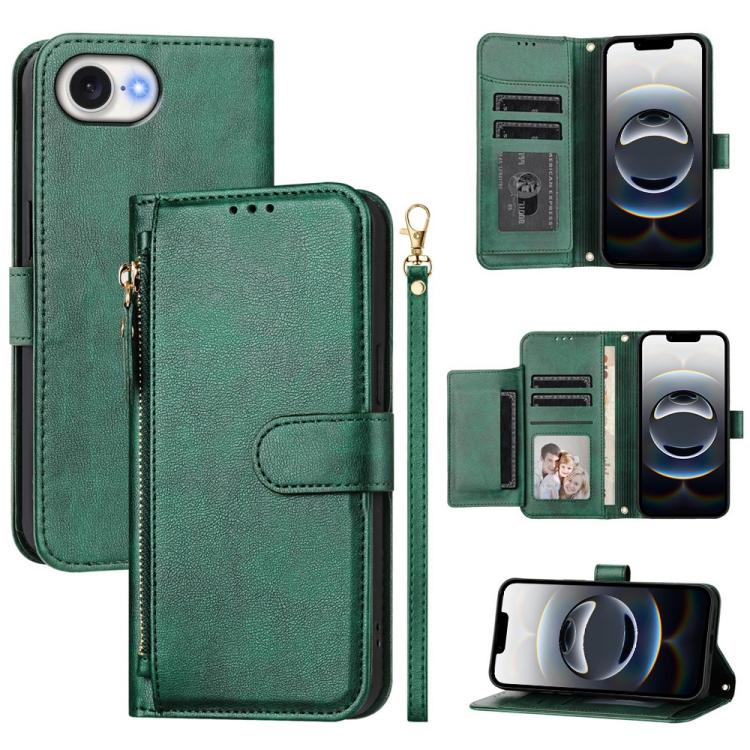 Multi-Card Slots Zipper Wallet Leather Phone Case, For iPhone 17e / 16e, For iPhone 17 Pro Max, For iPhone 17 Pro, For iPhone 17