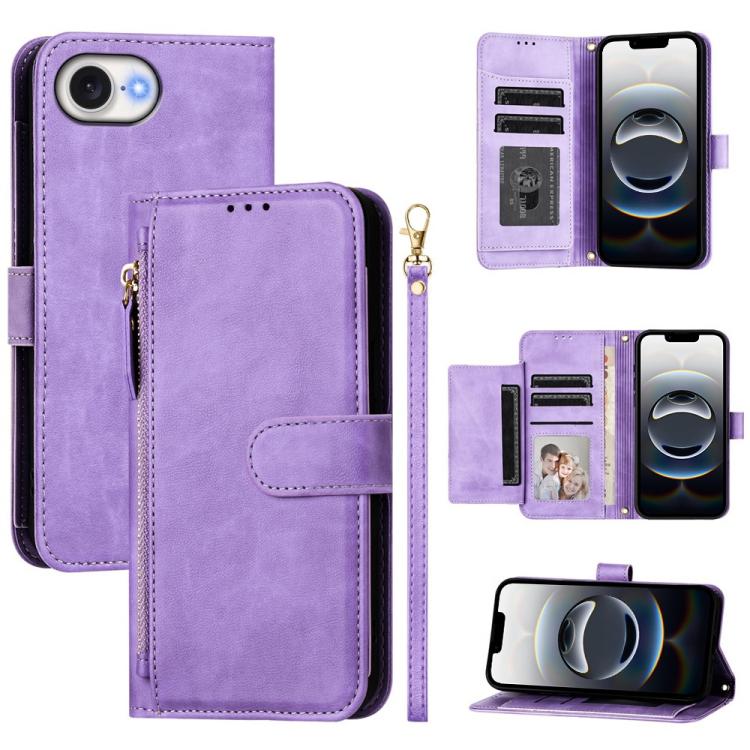 Multi-Card Slots Zipper Wallet Leather Phone Case, For iPhone 17e / 16e, For iPhone 17 Pro Max, For iPhone 17 Pro, For iPhone 17
