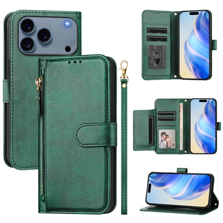 Multi-Card Slots Zipper Wallet Leather Phone Case, For iPhone 17e / 16e, For iPhone 17 Pro Max, For iPhone 17 Pro, For iPhone 17