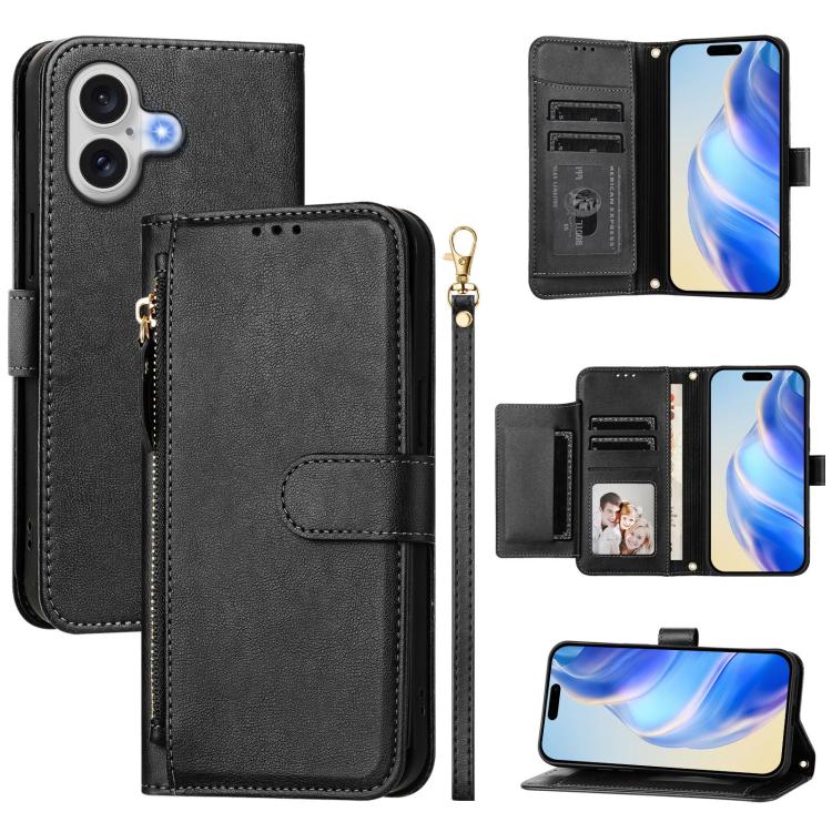 Multi-Card Slots Zipper Wallet Leather Phone Case, For iPhone 17e / 16e, For iPhone 17 Pro Max, For iPhone 17 Pro, For iPhone 17