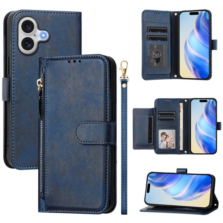 Multi-Card Slots Zipper Wallet Leather Phone Case, For iPhone 17e / 16e, For iPhone 17 Pro Max, For iPhone 17 Pro, For iPhone 17