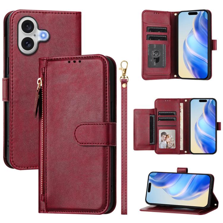 Multi-Card Slots Zipper Wallet Leather Phone Case, For iPhone 17e / 16e, For iPhone 17 Pro Max, For iPhone 17 Pro, For iPhone 17