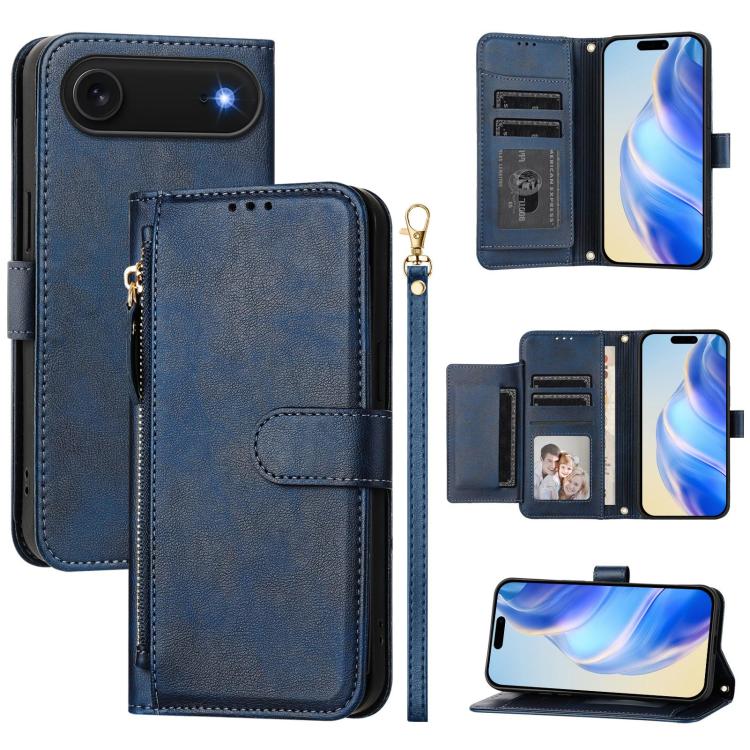 Multi-Card Slots Zipper Wallet Leather Phone Case, For iPhone Air, For iPhone 16 Pro Max, For iPhone 16 Pro, For iPhone 16 Plus
