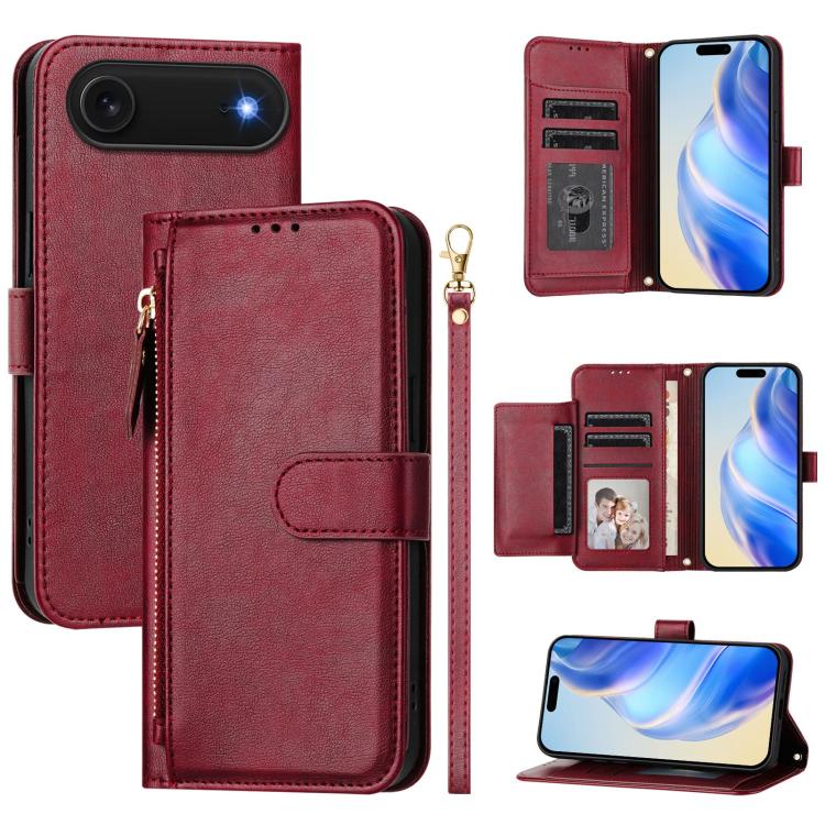 Multi-Card Slots Zipper Wallet Leather Phone Case, For iPhone Air, For iPhone 16 Pro Max, For iPhone 16 Pro, For iPhone 16 Plus
