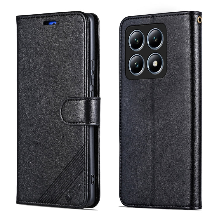 For Xiaomi 14T AZNS Sheepskin Texture Flip Leather Phone Case(Black)