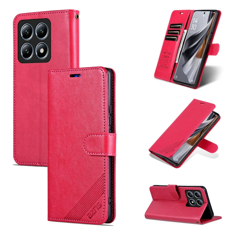 For Xiaomi 14T AZNS Sheepskin Texture Flip Leather Phone Case(Red)