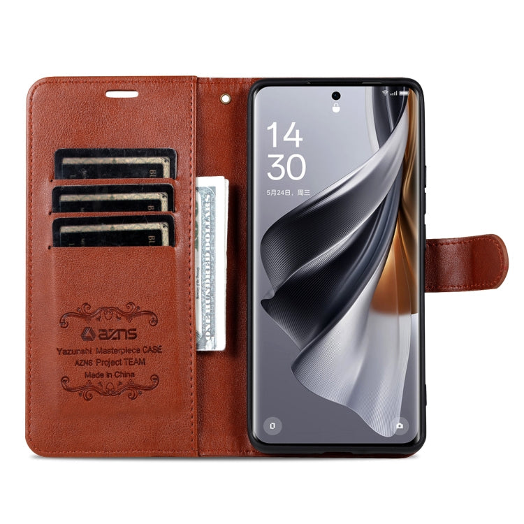 For Xiaomi 14T Pro AZNS Sheepskin Texture Flip Leather Phone Case(Brown)