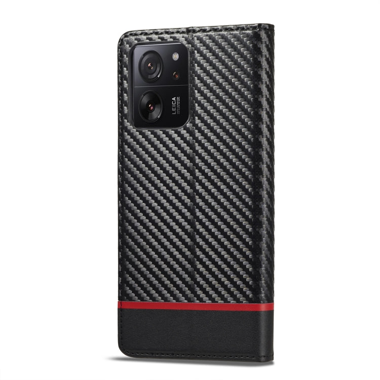 For Xiaomi 14T Pro LC.IMEEKE Carbon Fiber Texture Flip Leather Phone Case(Horizontal Black)