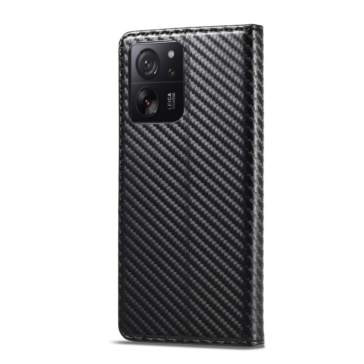 For Xiaomi 14T Pro LC.IMEEKE Carbon Fiber Texture Flip Leather Phone Case(Vertical Black)