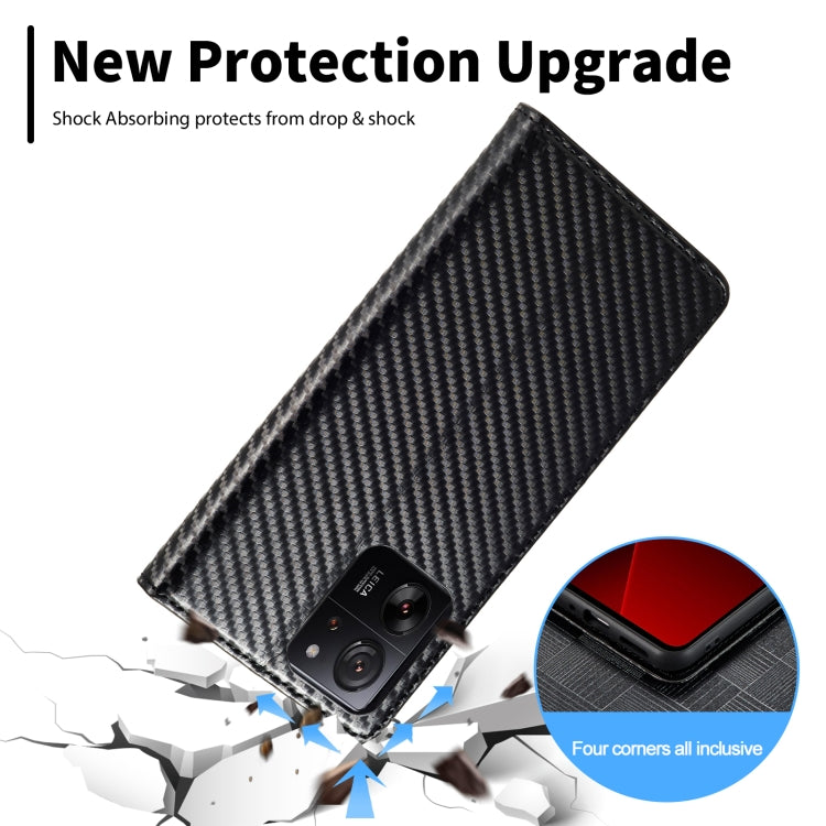 For Xiaomi 14T Pro LC.IMEEKE Carbon Fiber Texture Flip Leather Phone Case(Vertical Black)