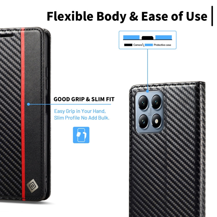For Xiaomi 14T LC.IMEEKE Carbon Fiber Texture Flip Leather Phone Case(Vertical Black)