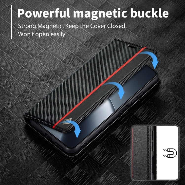 For Xiaomi 14T LC.IMEEKE Carbon Fiber Texture Flip Leather Phone Case(Vertical Black)