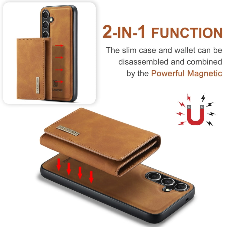 For Samsung Galaxy S24 FE 5G DG.MING M1 Series 3-Fold Multi Card Wallet + Magnetic Phone Case(Brown)