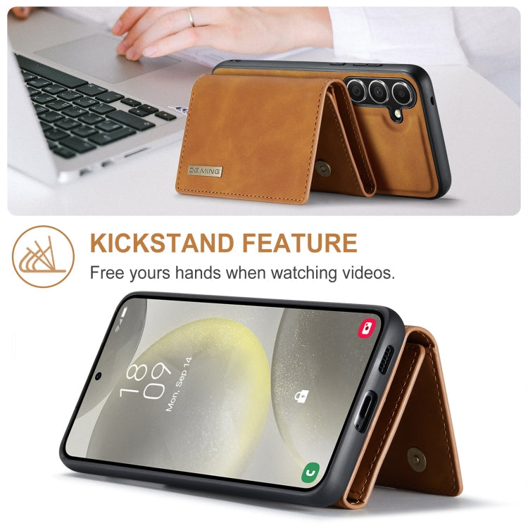 For Samsung Galaxy S24 FE 5G DG.MING M1 Series 3-Fold Multi Card Wallet + Magnetic Phone Case(Brown)