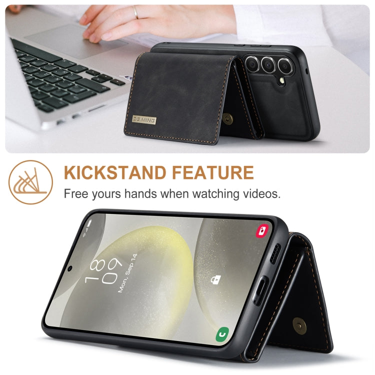 For Samsung Galaxy S24 FE 5G DG.MING M1 Series 3-Fold Multi Card Wallet + Magnetic Phone Case(Black)