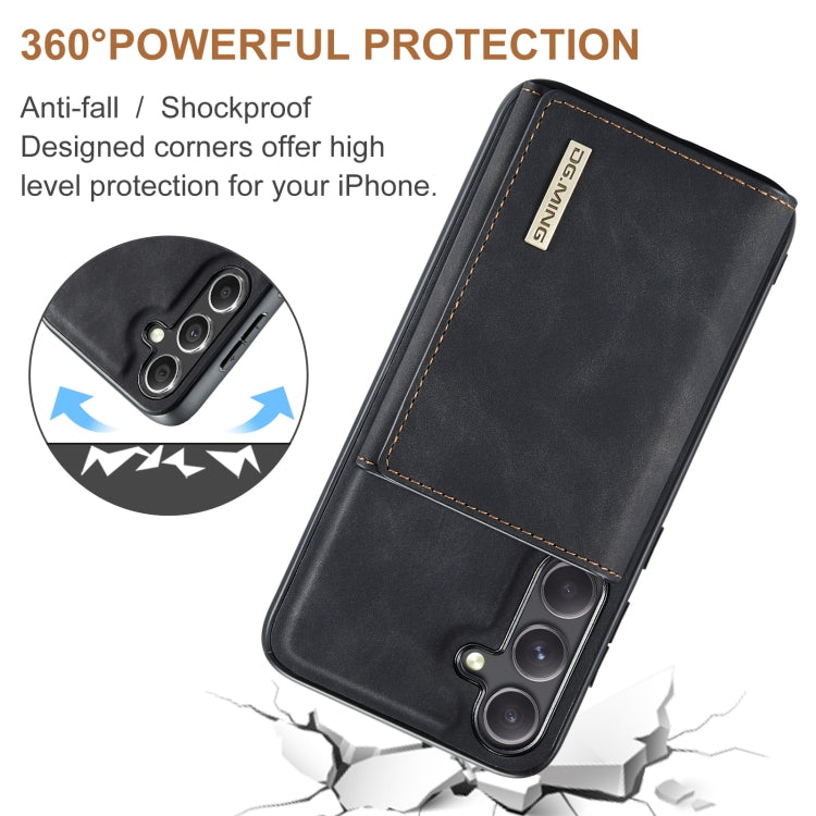 For Samsung Galaxy S24 FE 5G DG.MING M1 Series 3-Fold Multi Card Wallet + Magnetic Phone Case(Black)