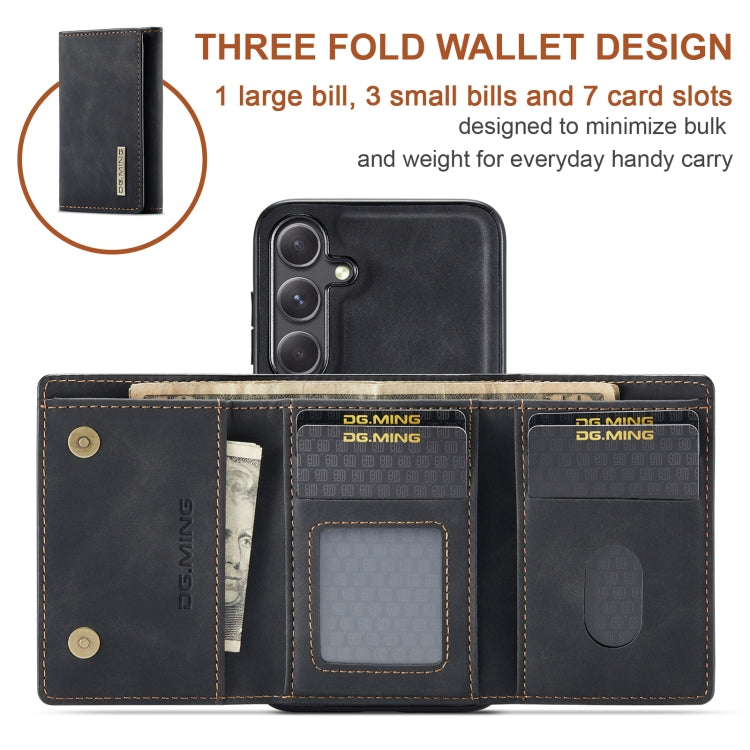 For Samsung Galaxy S24 FE 5G DG.MING M1 Series 3-Fold Multi Card Wallet + Magnetic Phone Case(Black)