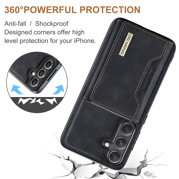 For Samsung Galaxy S24 FE 5G DG.MING M2 Series 3-Fold Multi Card Bag + Magnetic Phone Case(Black)