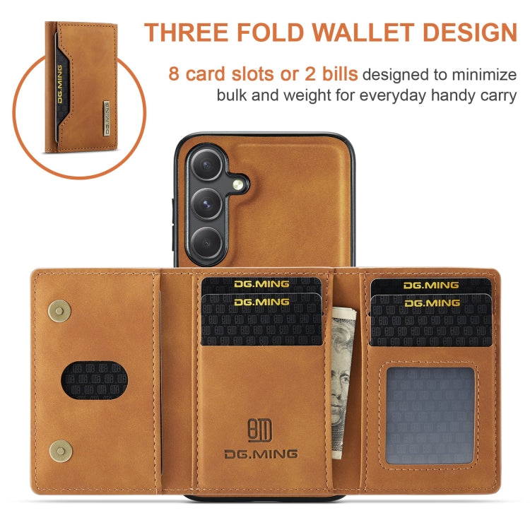 For Samsung Galaxy S24 FE 5G DG.MING M2 Series 3-Fold Multi Card Bag + Magnetic Phone Case(Brown)