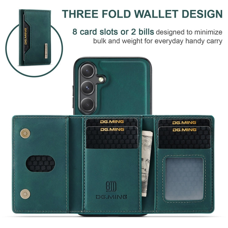 For Samsung Galaxy S24 FE 5G DG.MING M2 Series 3-Fold Multi Card Bag + Magnetic Phone Case(Green)