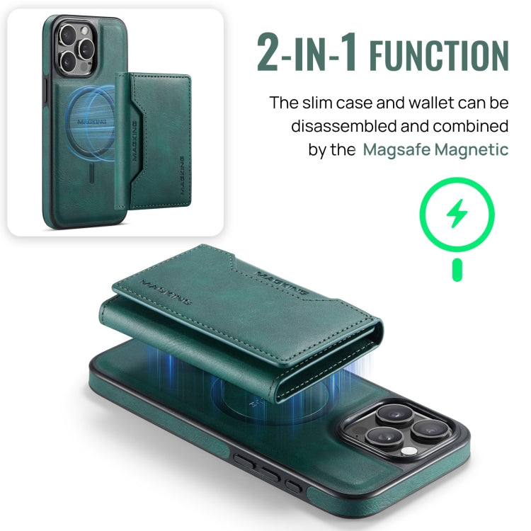 For iPhone 15 Pro Max MAGKING K2 Series MagSafe RFID Card Bag Detachable Phone Case(Green)
