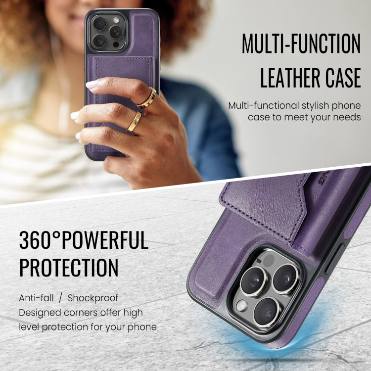 For iPhone 15 Pro Max MAGKING K2 Series MagSafe RFID Card Bag Detachable Phone Case(Purple)