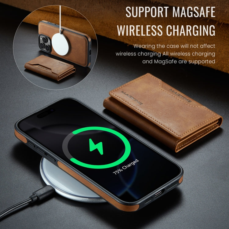 For iPhone 16 Pro Max MAGKING K2 Series MagSafe RFID Card Bag Detachable Phone Case(Brown)